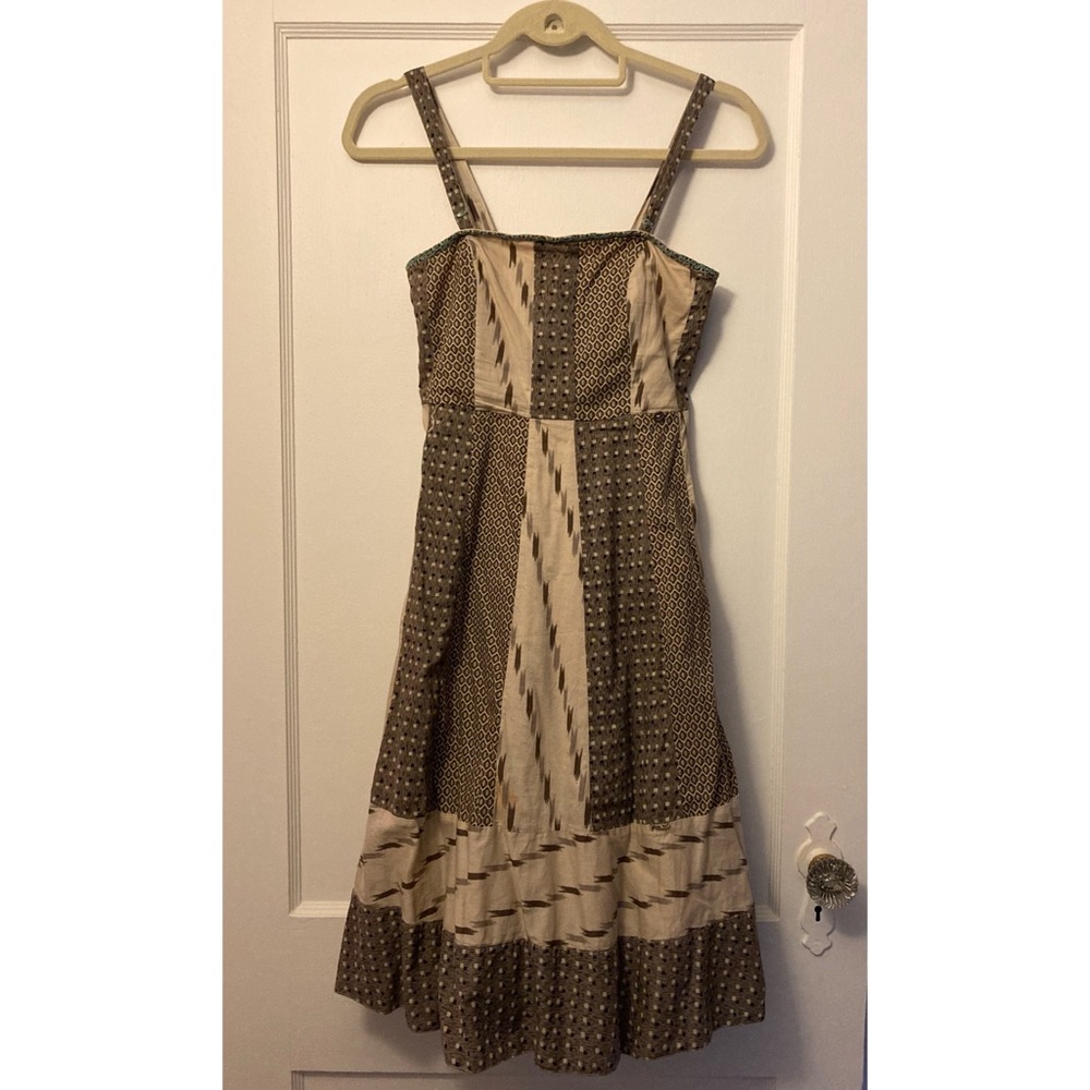 Edmé & Esyllte brown patterned midi dress (+ or - straps) 0